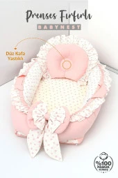 Umaybebek Babynest, Bebek Uyku Yatağı 0-2 Yaş - %100 Pamuk-Pembe Fırfırlı - 2