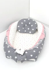 Umaybebek Babynest, Bebek Uyku Yatağı 0-2 Yaş - %100 Pamuk-Koyu Gri Pudra - 1