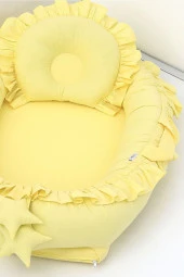 Umaybebek Babynest, Bebek Uyku Yatağı 0-2 Yaş - %100 Pamuk-Sarı Fırfırlı - 3