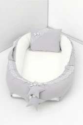 Umaybebek Babynest, Bebek Uyku Yatağı 0-2 Yaş - %100 Pamuk-Gri Krem - 1