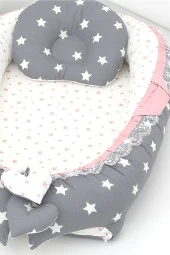 Umaybebek Babynest, Bebek Uyku Yatağı 0-2 Yaş - %100 Pamuk-Koyu Gri Pudra - 3