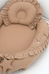 Umaybebek Babynest, Bebek Uyku Yatağı 0-2 Yaş - %100 Pamuk-Kahve Fırfırlı - 3