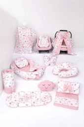 Umaybebek Babynest Puset Örtüsü Alt Açma Emzirme Yastığı Bel Destekli Ana Kucağı Bebek Arabası Minderi-tutmalı-Pudra Kelebek T thumbnail 1