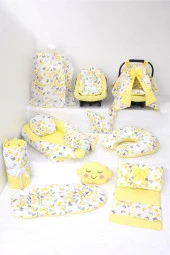Umaybebek Babynest Puset Örtüsü Alt Açma Emzirme Yastığı Bel Destekli Ana Kucağı Bebek Arabası Minderi-tutmalı-Sarı Kelebek T - 1