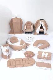 Umaybebek Babynest Puset Örtüsü Alt Açma Emzirme Yastığı Bel Destekli Ana Kucağı Bebek Arabası Minderi-panço-Kahve P thumbnail 1