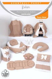 Umaybebek Babynest Puset Örtüsü Alt Açma Emzirme Yastığı Bel Destekli Ana Kucağı Bebek Arabası Minderi-panço-Kahve P thumbnail 2