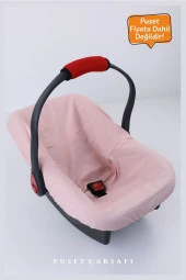 Umaybebek 2 Parça - Bel Destekli Puset Minderi, Puset Çarşafı, Pamuk Kumaş - Orijinal Ürün-Pembe Kelebek - 4