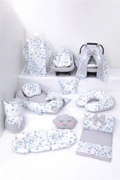 Umaybebek Babynest Puset Örtüsü Alt Açma Emzirme Yastığı Bel Destekli Ana Kucağı Bebek Arabası Minderi-tutmalı-Mavi Kelebek T thumbnail 1