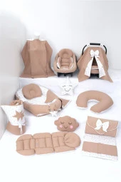 Umaybebek Babynest Puset Örtüsü Alt Açma Emzirme Yastığı Bel Destekli Ana Kucağı Bebek Arabası Minderi-tutmalı-Kahve T thumbnail 1