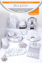 Umaybebek Babynest Puset Örtüsü Alt Açma Emzirme Yastığı Bel Destekli Ana Kucağı Bebek Arabası Minderi-tutmalı-Mavi Kelebek T thumbnail 2