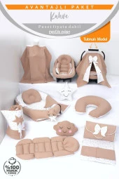 Umaybebek Babynest Puset Örtüsü Alt Açma Emzirme Yastığı Bel Destekli Ana Kucağı Bebek Arabası Minderi-tutmalı-Kahve T thumbnail 2