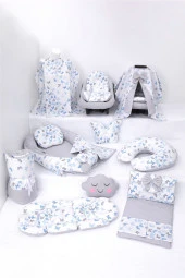 Umaybebek Babynest Puset Örtüsü Alt Açma Emzirme Yastığı Bel Destekli Ana Kucağı Bebek Arabası Minderi-panço-Mavi Kelebek P - 1