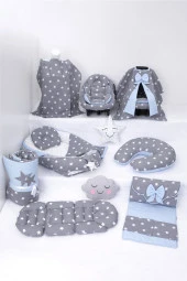 Umaybebek Babynest Puset Örtüsü Alt Açma Emzirme Yastığı Bel Destekli Ana Kucağı Bebek Arabası Minderi-panço-Koyu Gri Mavi P - 1