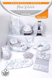 Umaybebek Babynest Puset Örtüsü Alt Açma Emzirme Yastığı Bel Destekli Ana Kucağı Bebek Arabası Minderi-panço-Mavi Kelebek P - 2