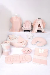 Umaybebek Babynest Puset Örtüsü Alt Açma Emzirme Yastığı Bel Destekli Ana Kucağı Bebek Arabası Minderi-panço-Bebepembe P thumbnail 1