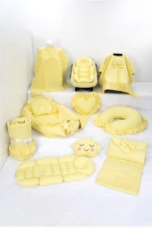 Umaybebek Babynest Puset Örtüsü Alt Açma Emzirme Yastığı Bel Destekli Ana Kucağı Bebek Arabası Minderi-panço-Sarı Fırfırlı P thumbnail 1