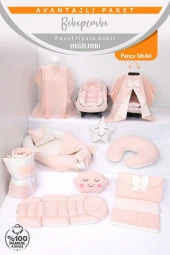 Umaybebek Babynest Puset Örtüsü Alt Açma Emzirme Yastığı Bel Destekli Ana Kucağı Bebek Arabası Minderi-panço-Bebepembe P thumbnail 2