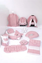 Umaybebek Babynest Puset Örtüsü Alt Açma Emzirme Yastığı Bel Destekli Ana Kucağı Bebek Arabası Minderi-panço-Pudra Yıldız thumbnail 1