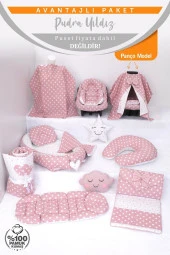 Umaybebek Babynest Puset Örtüsü Alt Açma Emzirme Yastığı Bel Destekli Ana Kucağı Bebek Arabası Minderi-panço-Pudra Yıldız thumbnail 2