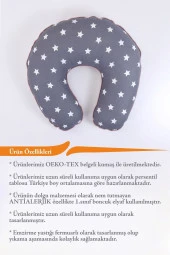Umaybebek Emzirme Yastığı, Emzirme Önlüğü Set - Pamuklu Kumaş - Koyu Gri Pudra- - 3