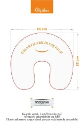 Umaybebek Emzirme Yastığı, Emzirme Önlüğü Set - Pamuklu Kumaş - Mavi Beyaz Yıldız- thumbnail 4