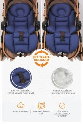 Umaybebek Ortopedik Bel Destekli Bebek Arabası Minderi, Pamuk Kumaş - Orijinal Ürün-Lacivert thumbnail 2