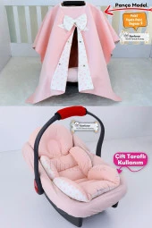 Umaybebek 3 Parça - Puset Örtüsü, Bel Destekli Puset Minderi, Puset Çarşafı, %100 Pamuk - Panço-Bebepembe P thumbnail 1