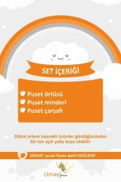 Umaybebek 3 Parça - Puset Örtüsü, Bel Destekli Puset Minderi, Puset Çarşafı, %100 Pamuk - Panço-Koyu Gri Sarı P thumbnail 4