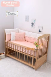 Umaybebek 70x110, Bebek Nevresim Takımı, Dolgu Korumalık, Düz Çarşaf - %100 Pamuk-Bebe Pembe - 2