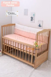 Umaybebek 70x110, Bebek Nevresim Takımı, Dolgu Korumalık, Düz Çarşaf - %100 Pamuk-Bebe Pembe - 3