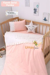 Umaybebek Bebek Nevresim Takımı, Çarşaf - %100 Pamuk-Bebe Pembe - 1