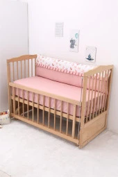 Umaybebek 70x110, Bebek Nevresim Takımı, Dolgu Korumalık, Düz Çarşaf - %100 Pamuk-Pudra Kelebek - 3