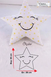 Umaybebek Bebek Çocuk Odası Yıldız Yastık, Dekoratif Yastık Sarı Yıldızlı, Uyku Arkadaşı - Sarı Yıldız - 1