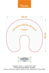 Umaybebek Emzirme Yastığı Minderi, Pamuk Kumaş - Mavi Fırfırlı- thumbnail 4