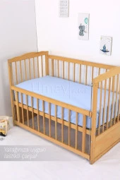 Umaybebek Bebek Nevresim Takımı, Çarşaf - %100 Pamuk-Mavi Kelebek - 3