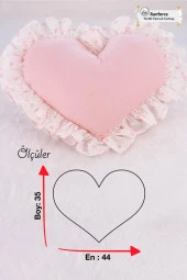 Umaybebek Bebek Çocuk Odası Fırfır Detaylı Kalp Yastık, Uyku Arkadaşı - Pembe Kalp - 1