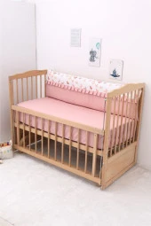 Umaybebek 60x120, Bebek Nevresim Takımı, Dolgu Korumalık, Düz Çarşaf - %100 Pamuk-Pudra Kelebek - 3