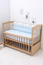 Umaybebek 70x110, Bebek Nevresim Takımı, Dolgu Korumalık, Düz Çarşaf - %100 Pamuk-Yeşil Kelebek - 2
