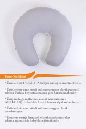 Umaybebek Emzirme Yastığı Minderi, Pamuk Kumaş - Gri Krem- - 3