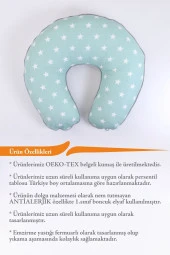 Umaybebek Emzirme Yastığı Minderi, Pamuk Kumaş - Yeşil Gri- thumbnail 3