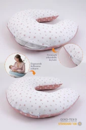 Umaybebek Emzirme Yastığı Minderi - %100 Pamuk - Pudra Yıldız- - 2