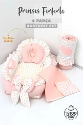Umaybebek 4 Parça - Bebek Uyku Yatağı, Baş Yastık, Bebek Pikesi, Yorganı 0-2 Yaş - %100 Pamuk-Prenses Fırfırlı thumbnail 2