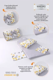Umaybebek Alt Açma Minderi - Çantalı - Sarı Gri Kelebek- - 2