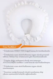 Umaybebek Emzirme Yastığı, Emzirme Önlüğü Set - Pamuklu Kumaş - Krem Fırfırlı- - 3