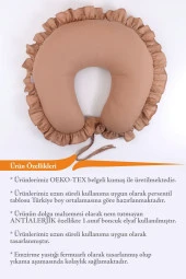 Umaybebek Emzirme Yastığı, Emzirme Önlüğü Set - Pamuklu Kumaş - Kahve Fırfırlı- - 3