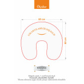 Umaybebek Emzirme Yastığı Minderi, Pamuk Kumaş - Hardal Kelebek- - 4