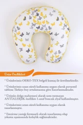 Umaybebek Emzirme Yastığı Emzirme Önlüğü Set - Pamuklu Kumaş - Sarı Kelebek- thumbnail 3