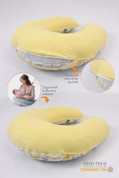 Umaybebek Emzirme Yastığı Minderi, Pamuk Kumaş - Sarı Kelebek- thumbnail 2