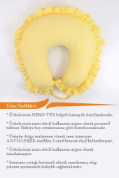 Umaybebek Emzirme Yastığı, Emzirme Önlüğü Set - Pamuklu Kumaş - Sarı Fırfırlı- thumbnail 3