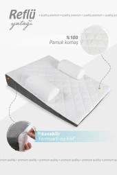 Umaybebek Bebek Reflü Yatağı, Fermuarlı, Yıkanabilir Kılıf, Yatak, %100 Pamuk Kumaş-Antrasit - 1